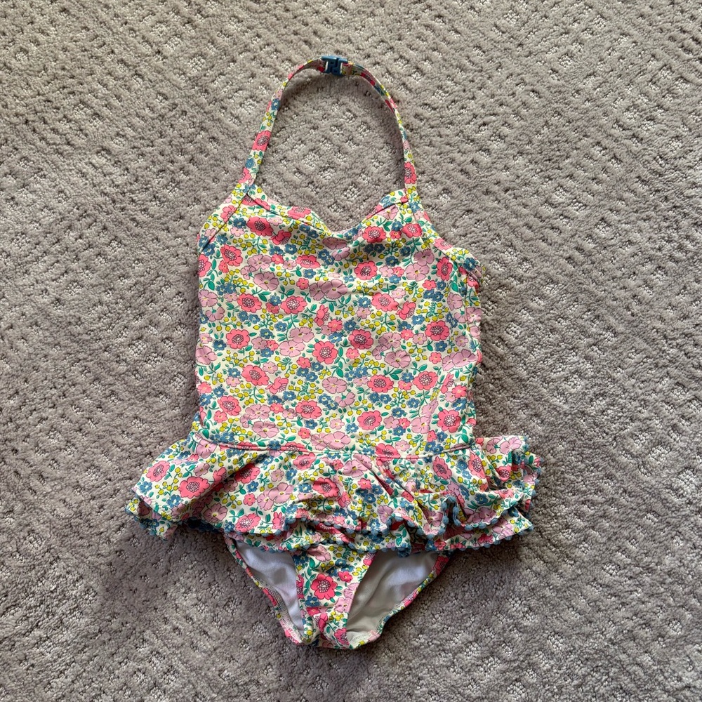 Boden Floral Kids Swim One Piece - Pink, Green, Blue